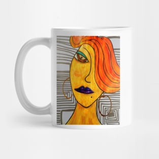 Mixed Media Abstract Woman Portrait Painting Mug